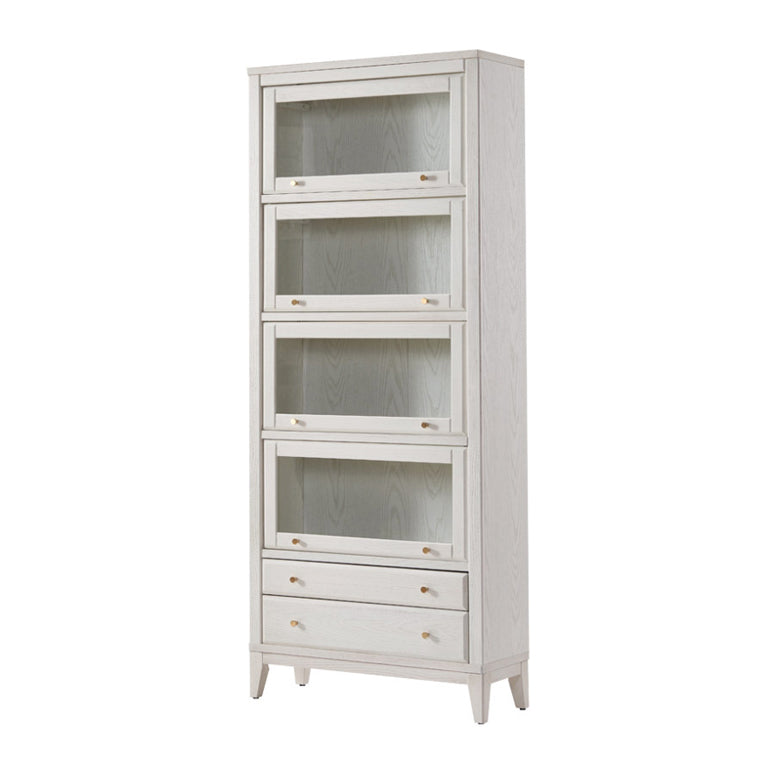 White Standard Bookshelf Modern Wooden Bookcase with Cabinets