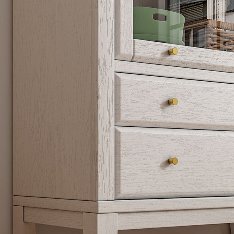 White Standard Bookshelf Modern Wooden Bookcase with Cabinets