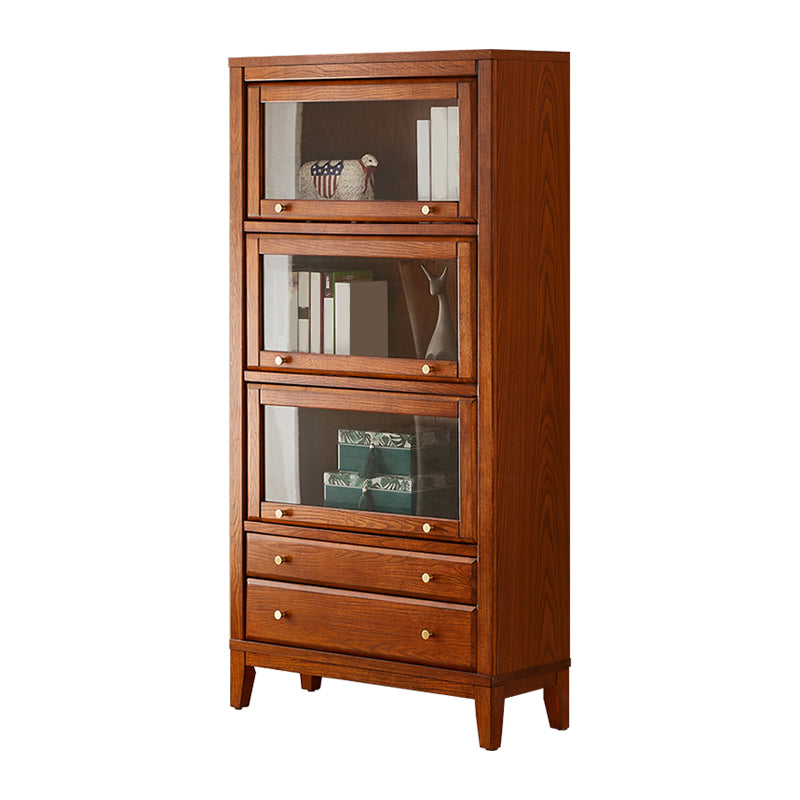 Contemporary Bookshelf Standard Wooden Bookcase with Cabinets
