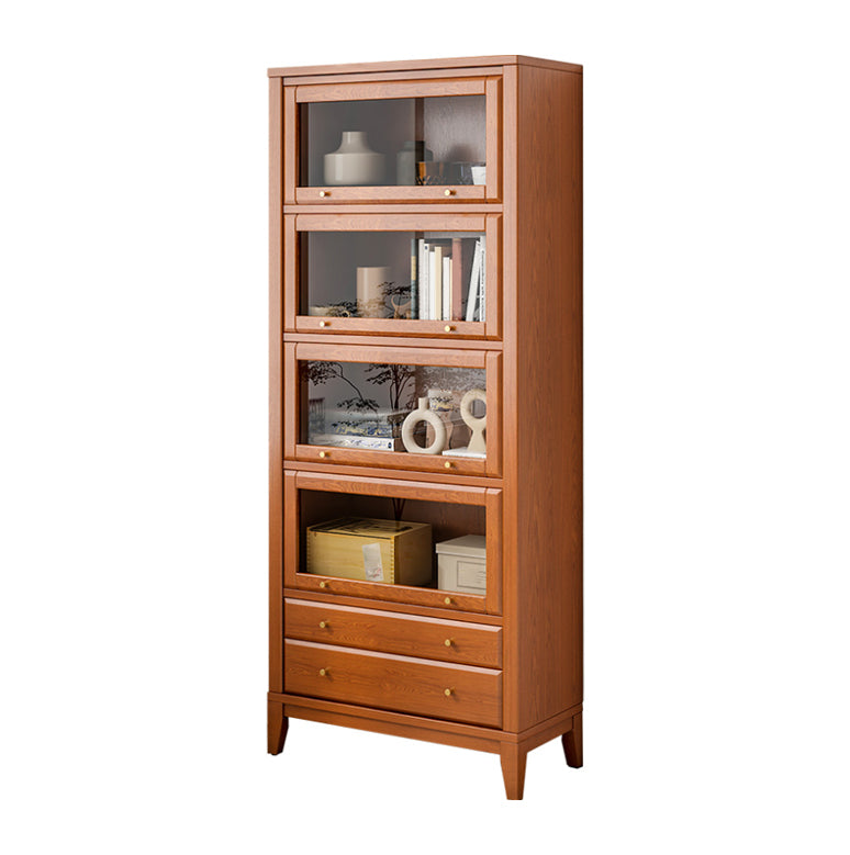 Contemporary Bookshelf Standard Wooden Bookcase with Cabinets