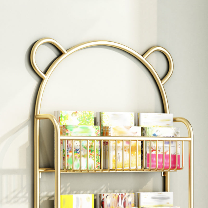 Wall Mounted Standard Bookshelf Metal Shelves Included Bookcase in Gold