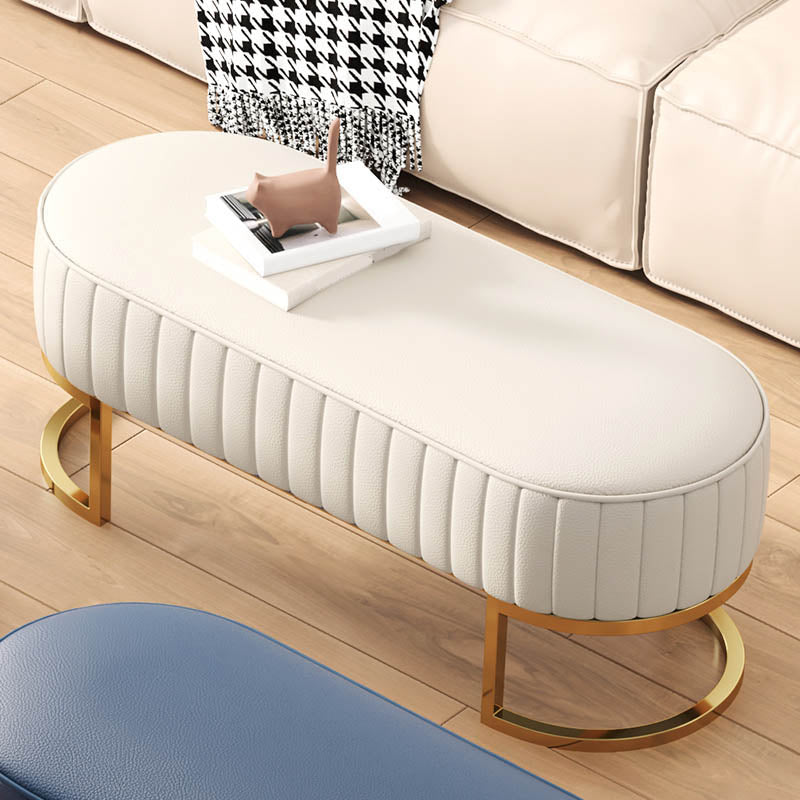 Glam Cushioned Seating Bench Oval Entryway and Bedroom Bench , 18" W