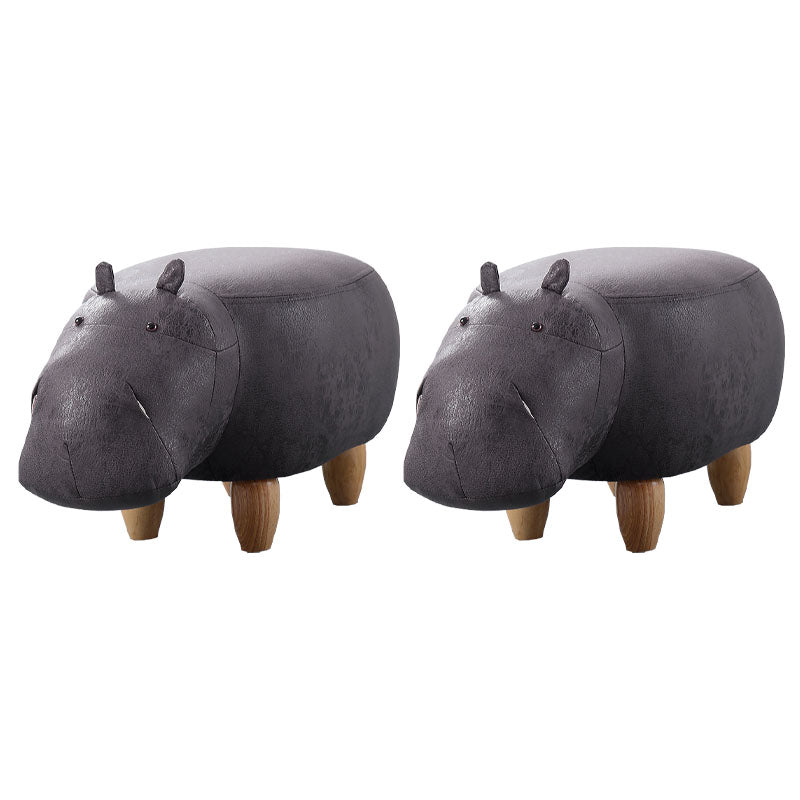Leather Standard Stool Modern Style Simple Household Hippo Footstool