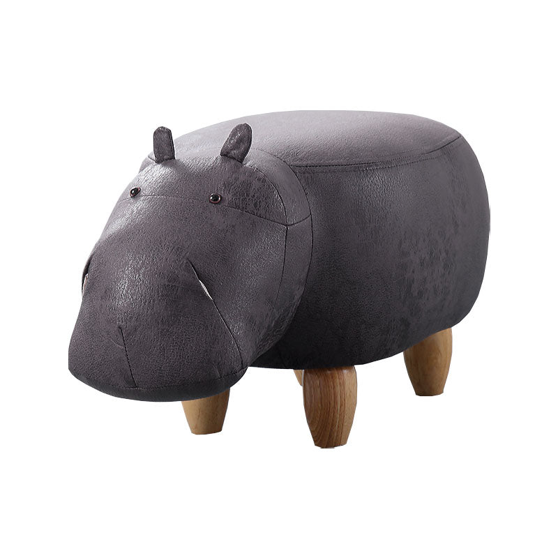 Leather Standard Stool Modern Style Simple Household Hippo Footstool