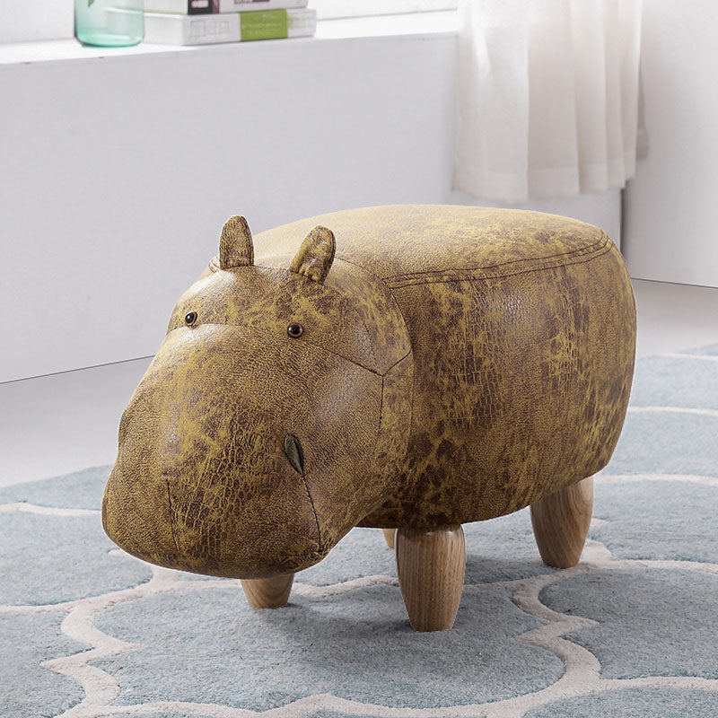 Leather Standard Stool Modern Style Simple Household Hippo Footstool