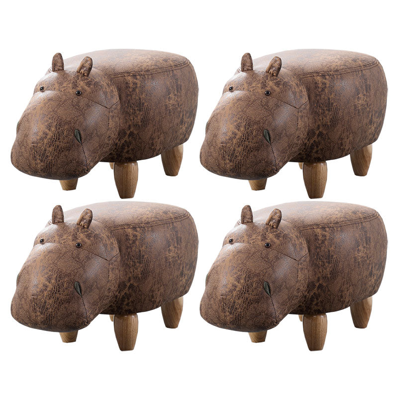 Leather Standard Stool Modern Style Simple Household Hippo Footstool