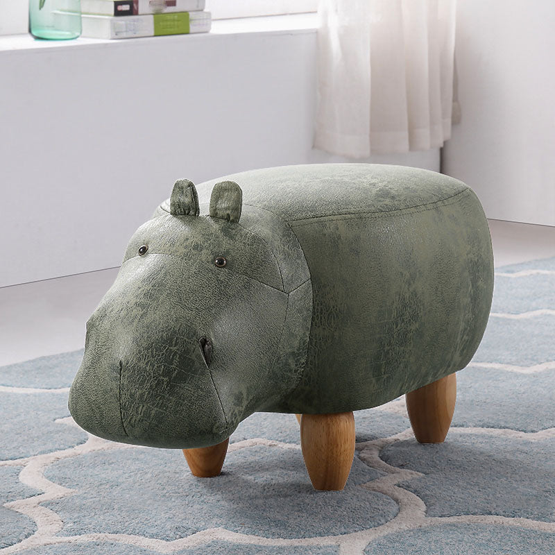 Leather Standard Stool Modern Style Simple Household Hippo Footstool