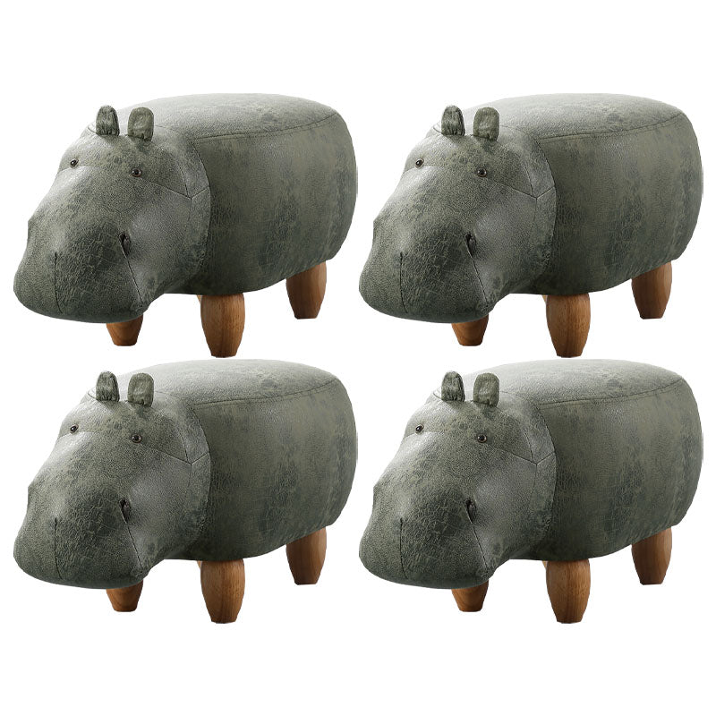 Leather Standard Stool Modern Style Simple Household Hippo Footstool