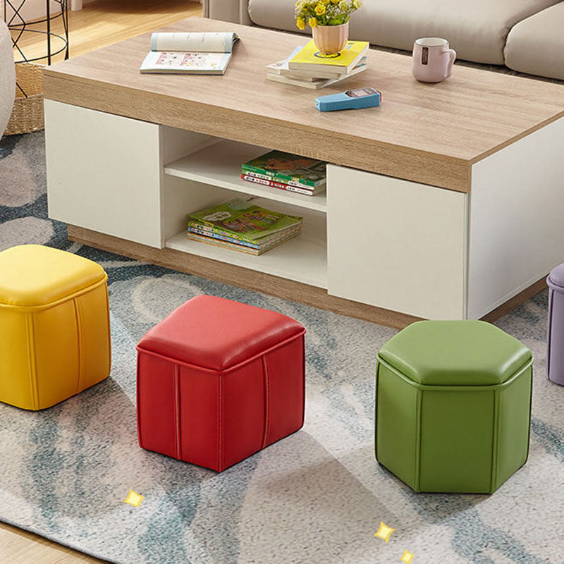 Solid Color Leather Standard Stool Modern Style Simple Unique Shape Footrest