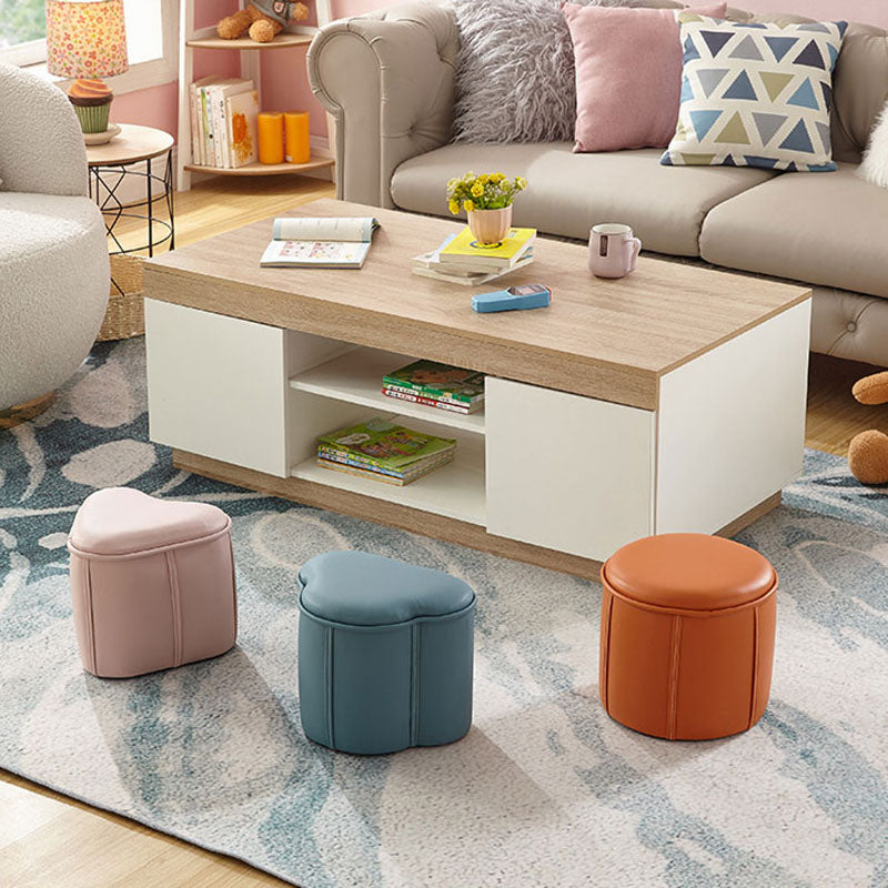 Solid Color Leather Standard Stool Modern Style Simple Unique Shape Footrest