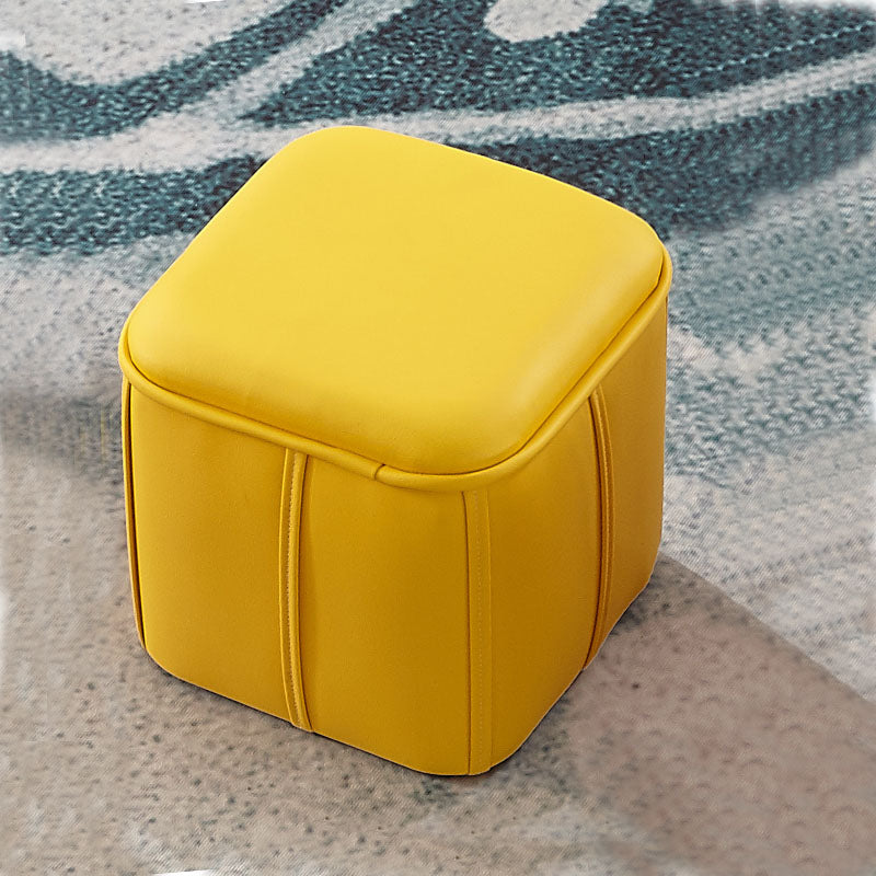Solid Color Leather Standard Stool Modern Style Simple Unique Shape Footrest