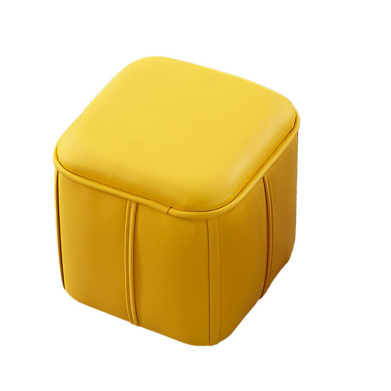 Solid Color Leather Standard Stool Modern Style Simple Unique Shape Footrest