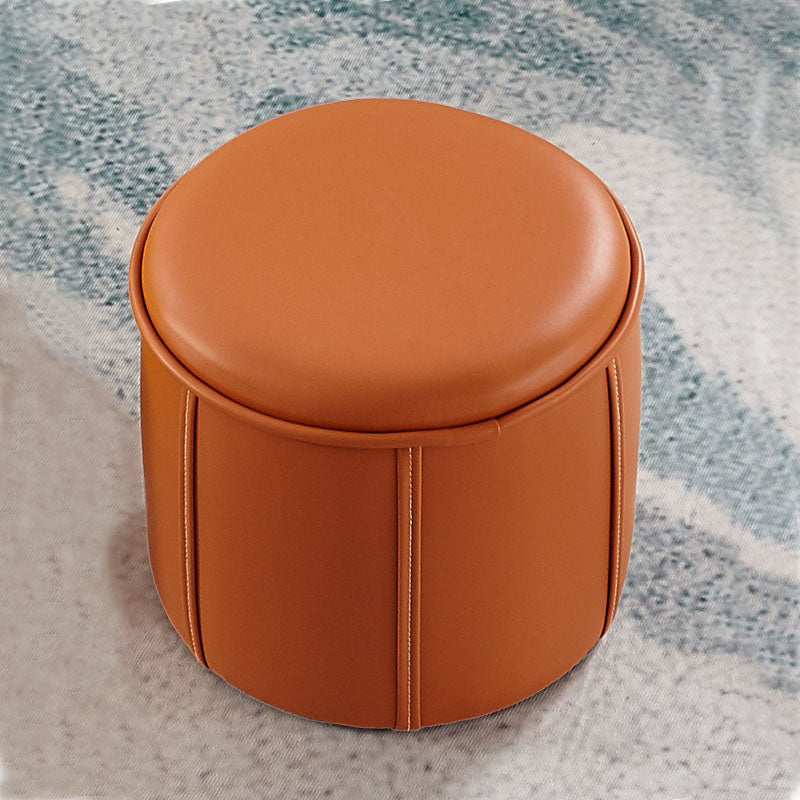 Solid Color Leather Standard Stool Modern Style Simple Unique Shape Footrest