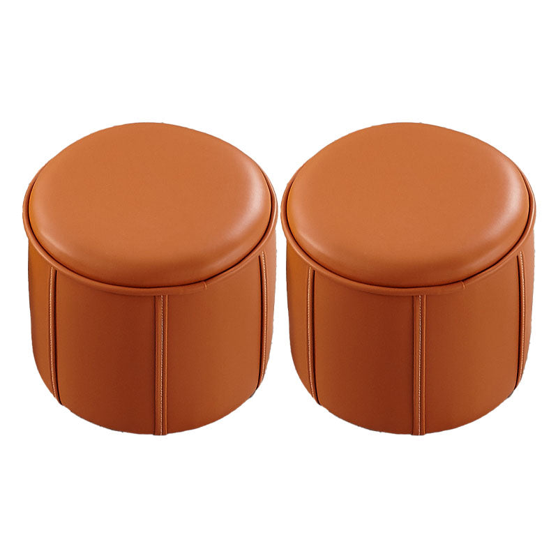 Solid Color Leather Standard Stool Modern Style Simple Unique Shape Footrest