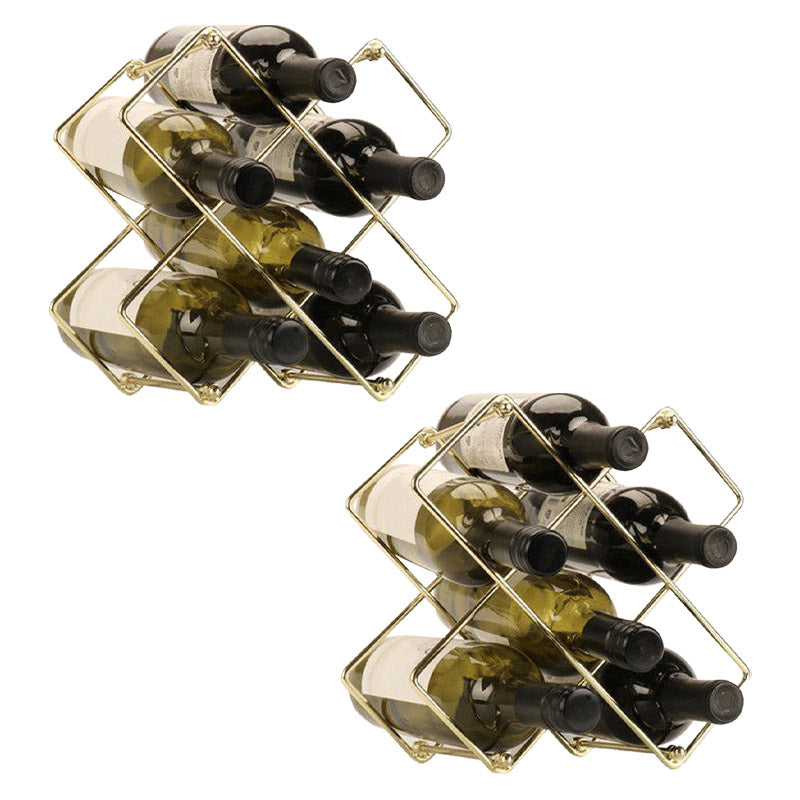 Metal Wine Bottle Rack Glam Style Wine Bottle Rack for Living Room