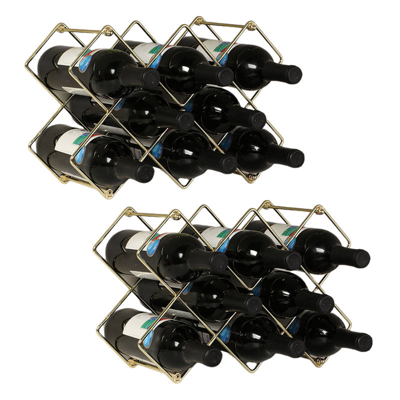 Metal Wine Bottle Rack Glam Style Wine Bottle Rack for Living Room