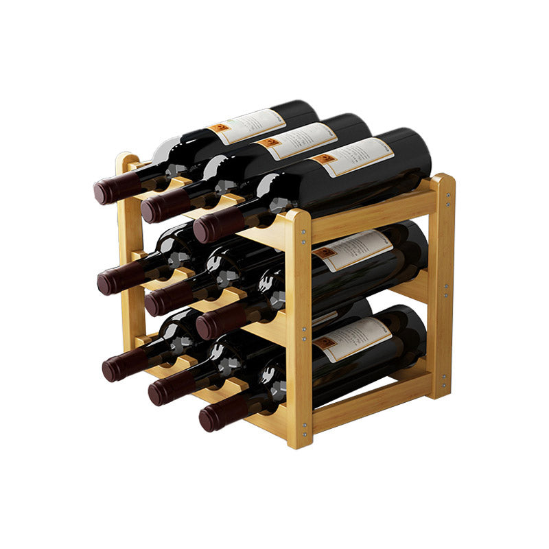 Countertop Modern Wine Rack Solid Wood Wine Bottle Rack for Living Room