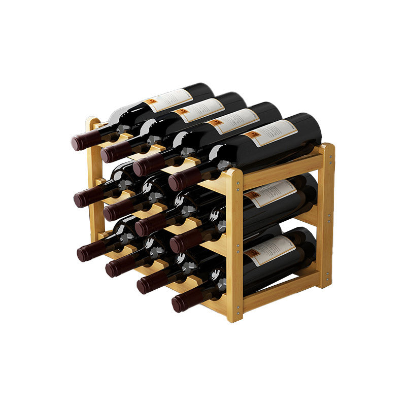 Countertop Modern Wine Rack Solid Wood Wine Bottle Rack for Living Room