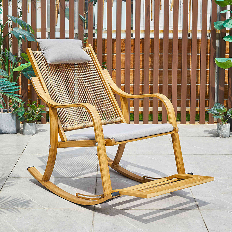 Vintage Style Wood Simple Rocking Chair Lounge Leisure Lazy Chair for Balcony