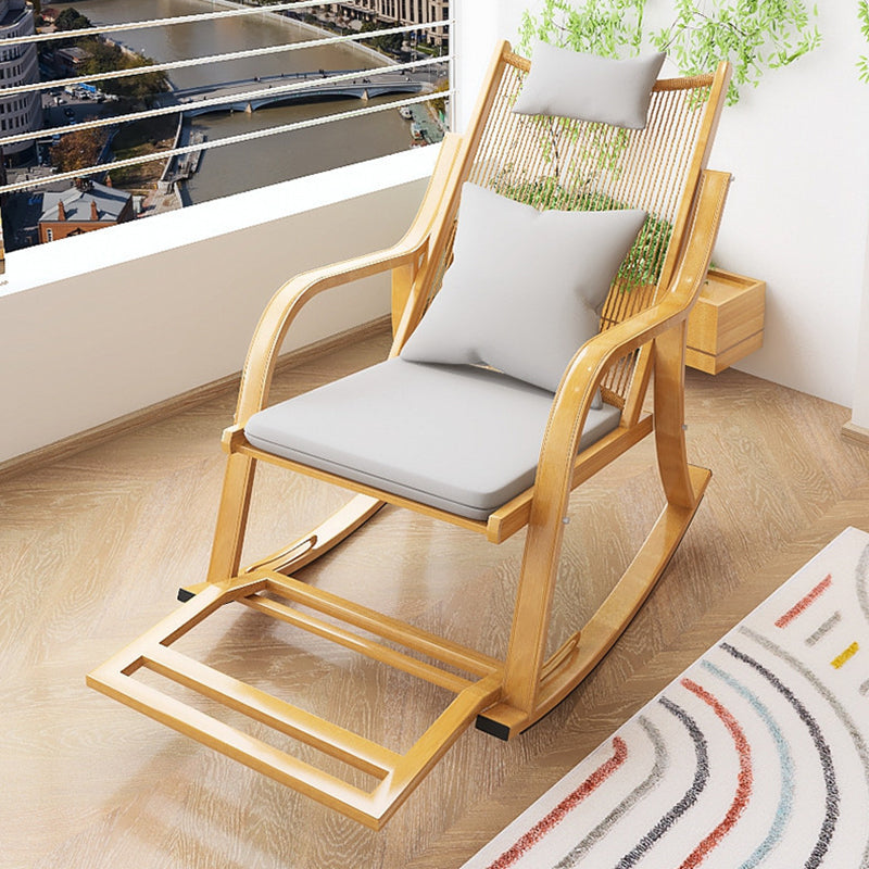 Vintage Style Wood Simple Rocking Chair Lounge Leisure Lazy Chair for Balcony