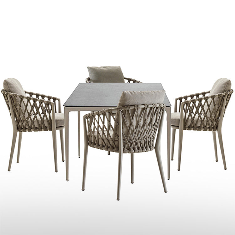 Boho Style Dining Set Rectangular 1/5/7 Pieces Dining Set with Metal Base