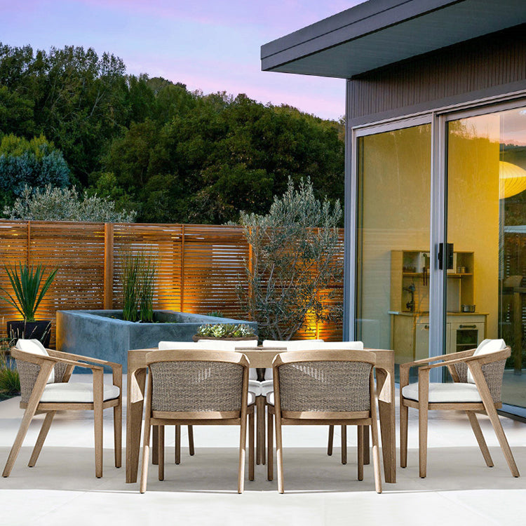 Rectangle Patio Dining Sets 1/2/5/7 Pieces Solid Wood Dining Table Set