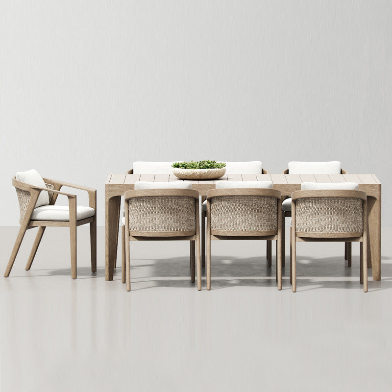 Rectangle Patio Dining Sets 1/2/5/7 Pieces Solid Wood Dining Table Set