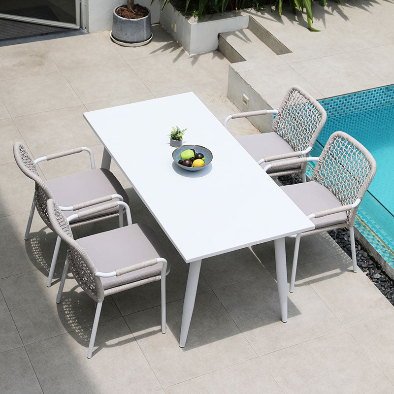 Round White Patio Dining Sets Boho 1/2/3/5/7 Pieces Dining Table Set