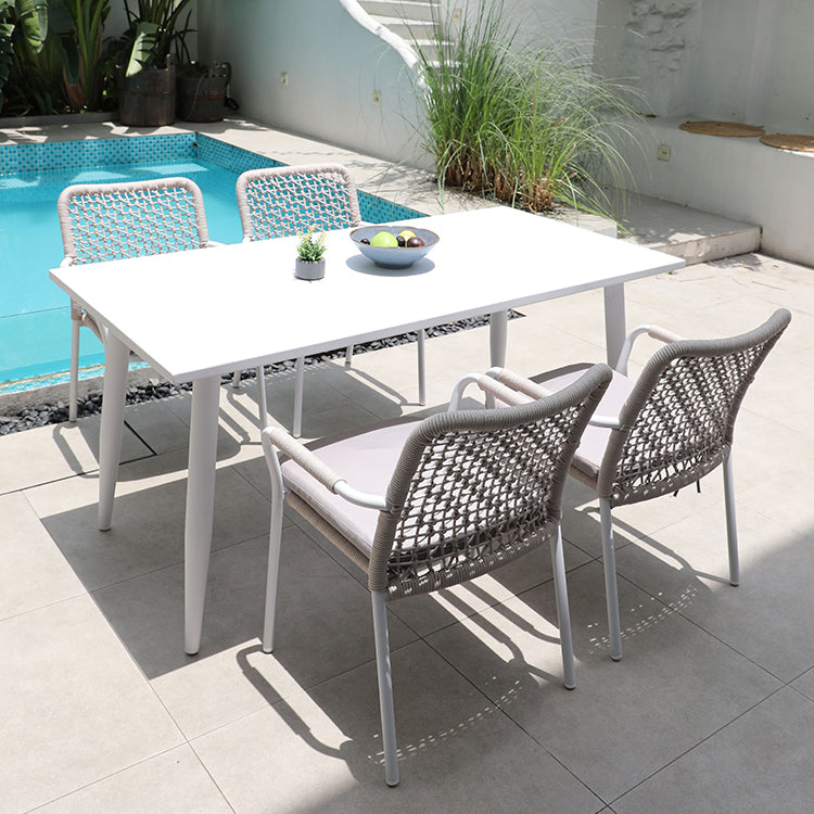 Round White Patio Dining Sets Boho 1/2/3/5/7 Pieces Dining Table Set