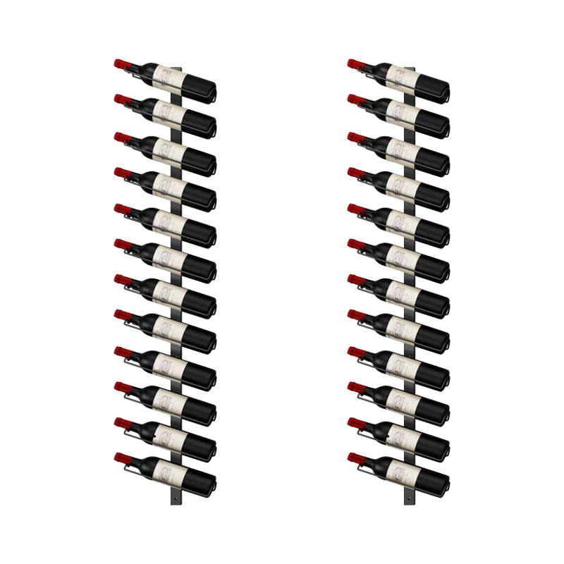 Wall Mounted Iron Bottle Rack Modern Style Wine Rack Bottle in Black