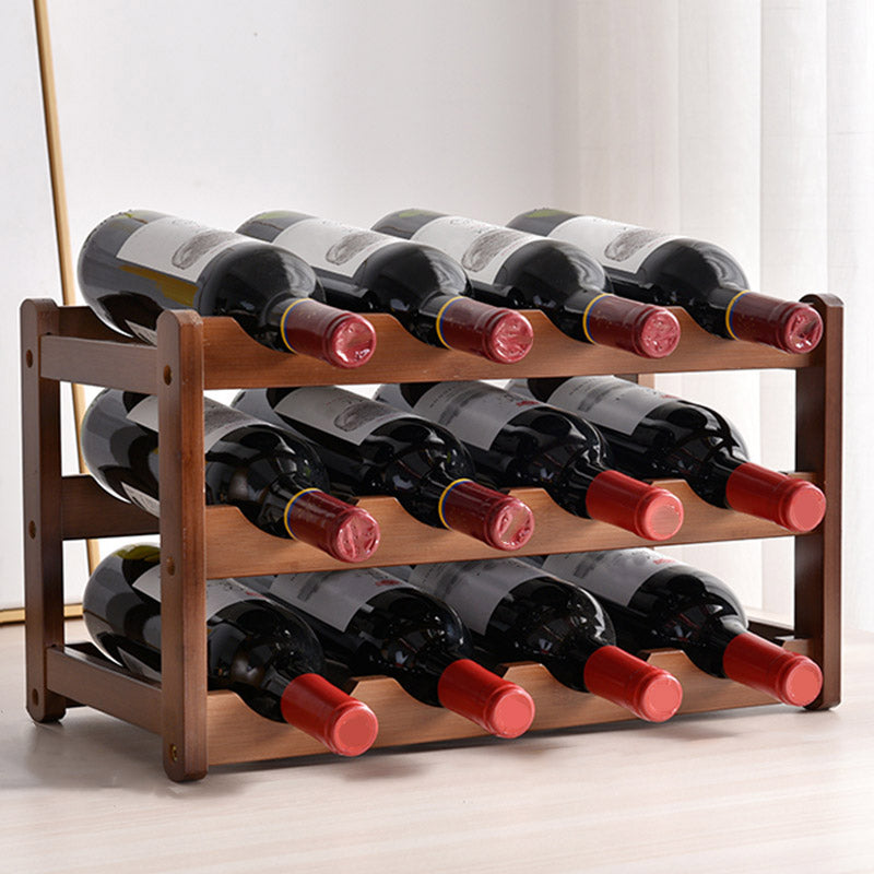 Modern Countertop Wine Rack Solid Wood Wine Bottle Rack for Living Room