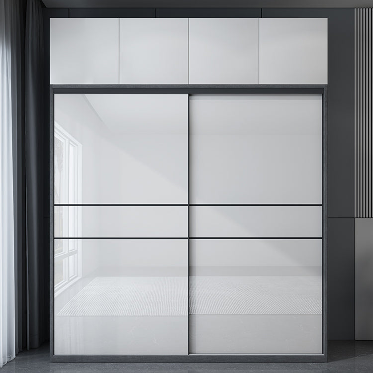 Glossy White Manufactured Wood Storage Cabinet Modern Cabinet with Sliding Doors