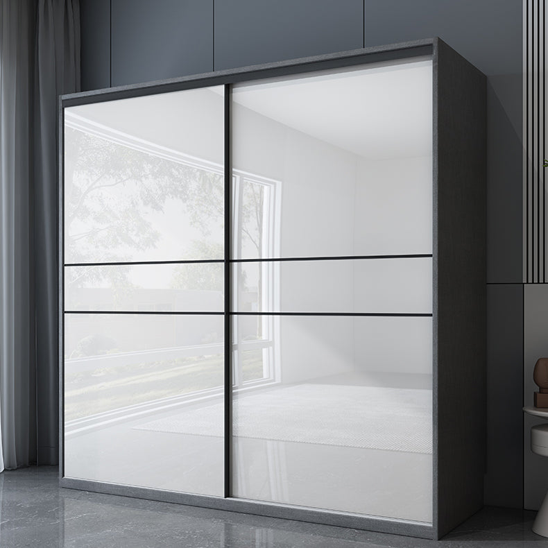 Glossy White Manufactured Wood Storage Cabinet Modern Cabinet with Sliding Doors