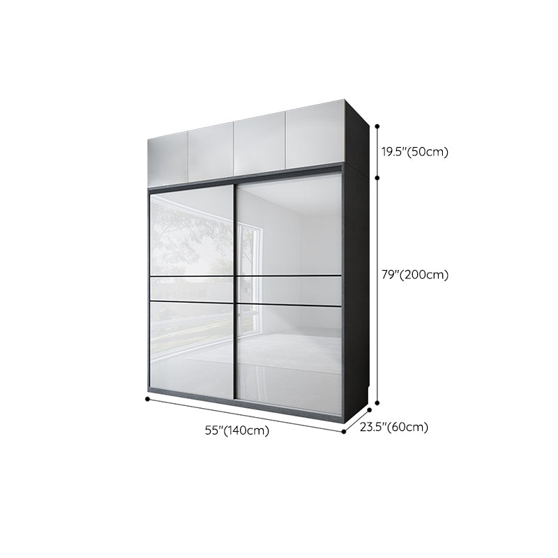 Glossy White Manufactured Wood Storage Cabinet Modern Cabinet with Sliding Doors