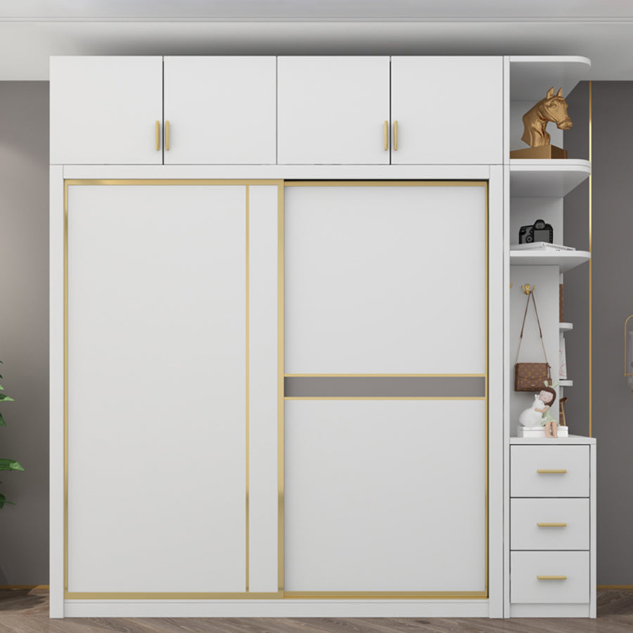 Modern White Wardrobe for Home Manufactured Wood Cabinet with Sliding Doors