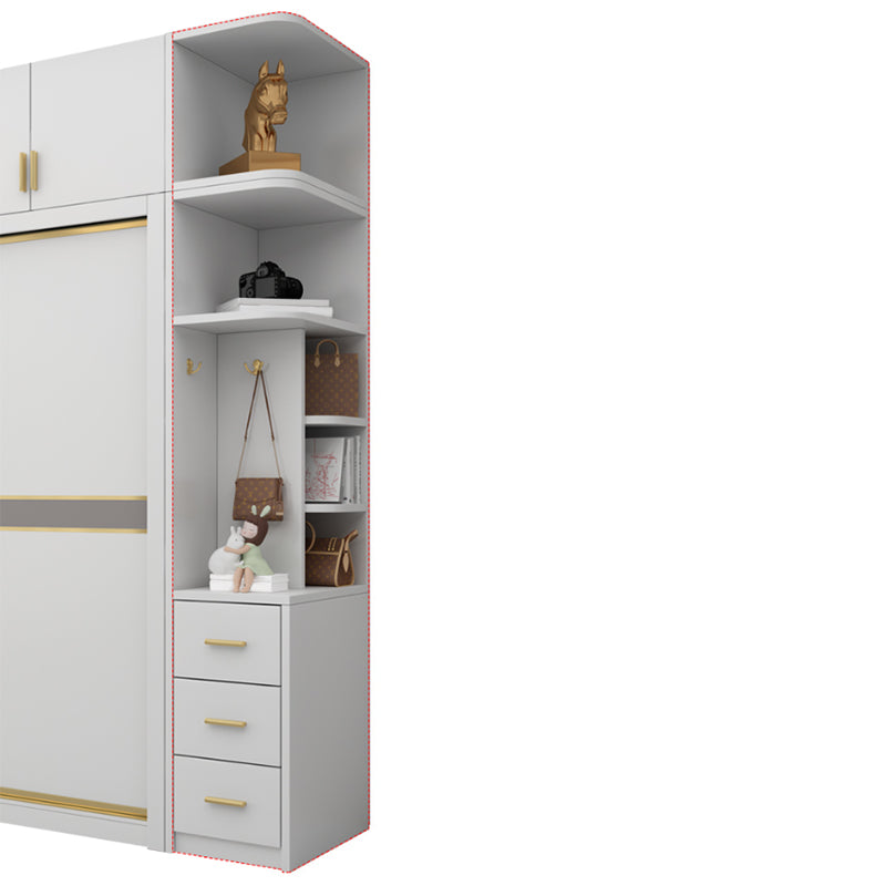 Modern White Wardrobe for Home Manufactured Wood Cabinet with Sliding Doors