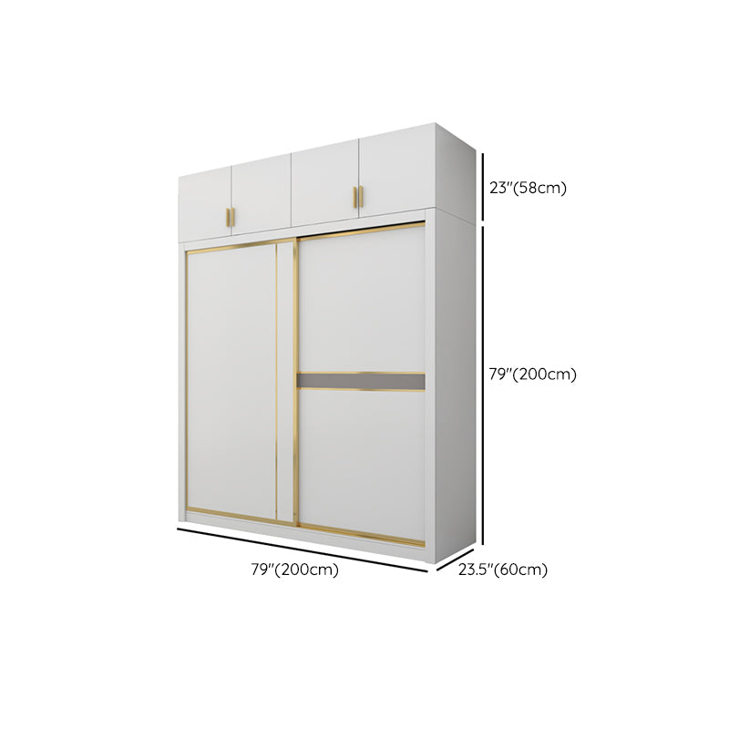Modern White Wardrobe for Home Manufactured Wood Cabinet with Sliding Doors