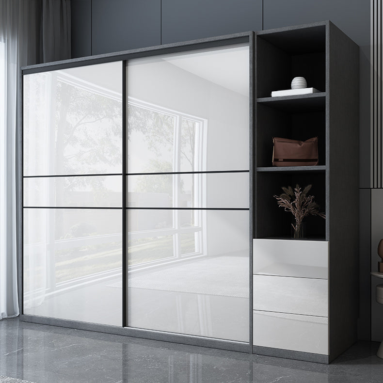 Manufactured Wood Glossy White Storage Cabinet Modern Cabinet for Bedroom