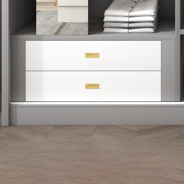 White and Gray Storage Cabinet for Home Modern Wood Cabinet with Sliding Doors