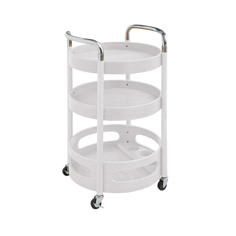 Modern Solid Wood Prep Table Rolling Kitchen Trolley with Wine Storage