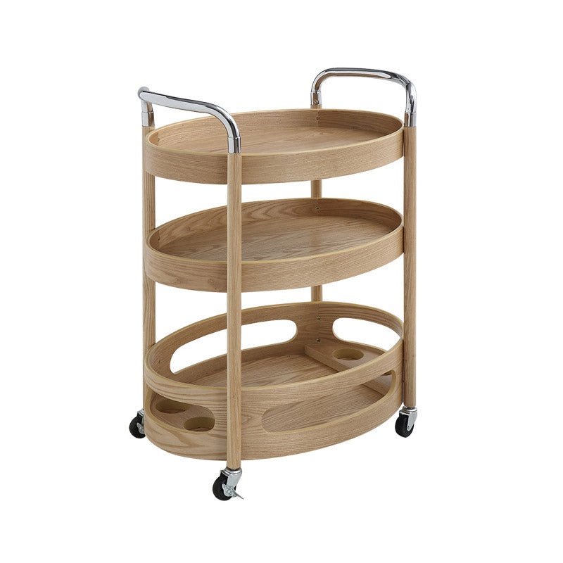 Modern Solid Wood Prep Table Rolling Kitchen Trolley with Wine Storage