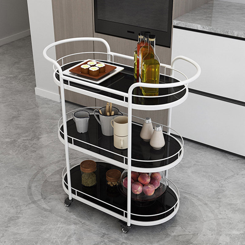 Modern Open Storage Kitchen Trolley Dining Room Rolling Prep Table