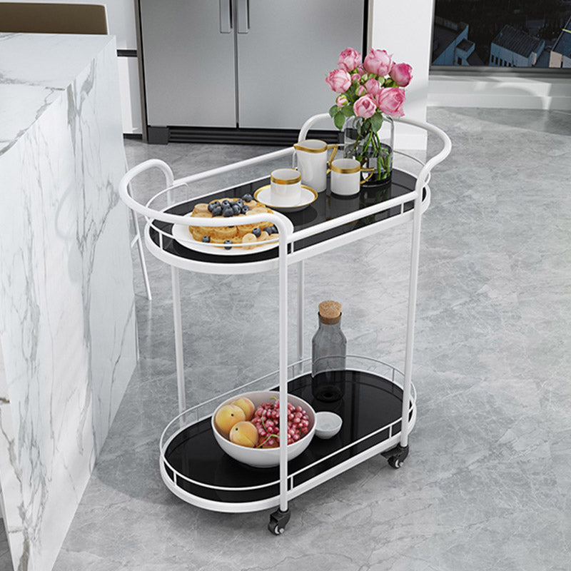 Modern Open Storage Kitchen Trolley Dining Room Rolling Prep Table
