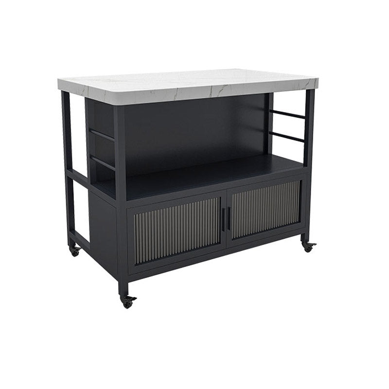 Dining Room Modern Prep Table Rectangular Kitchen Trolley with Storage Cabinet