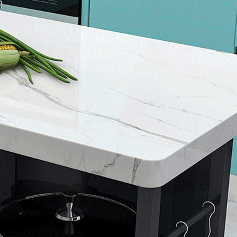 Dining Room Modern Prep Table Rectangular Kitchen Trolley with Storage Cabinet