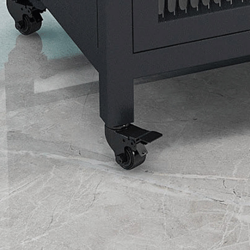 Dining Room Modern Prep Table Rectangular Kitchen Trolley with Storage Cabinet