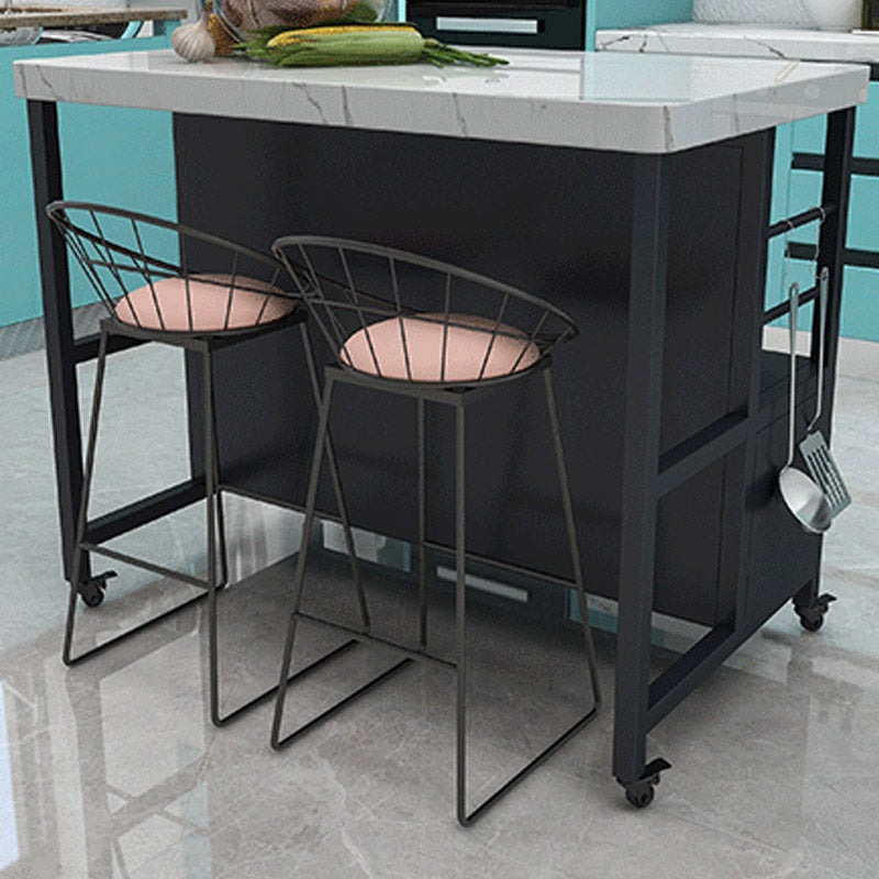 Dining Room Modern Prep Table Rectangular Kitchen Trolley with Storage Cabinet