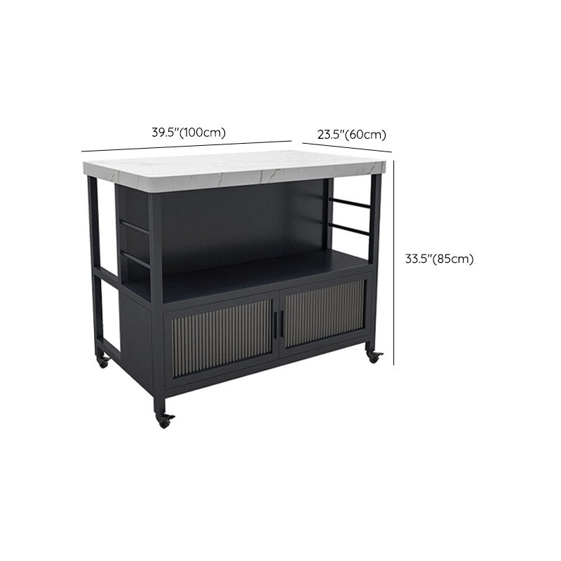 Dining Room Modern Prep Table Rectangular Kitchen Trolley with Storage Cabinet