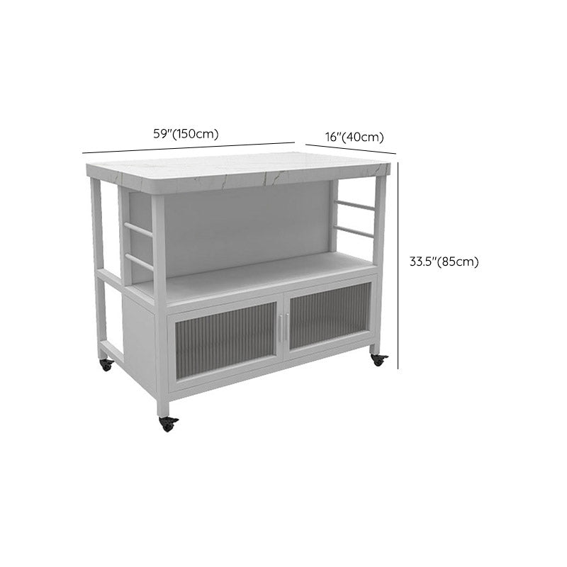 Dining Room Modern Prep Table Rectangular Kitchen Trolley with Storage Cabinet