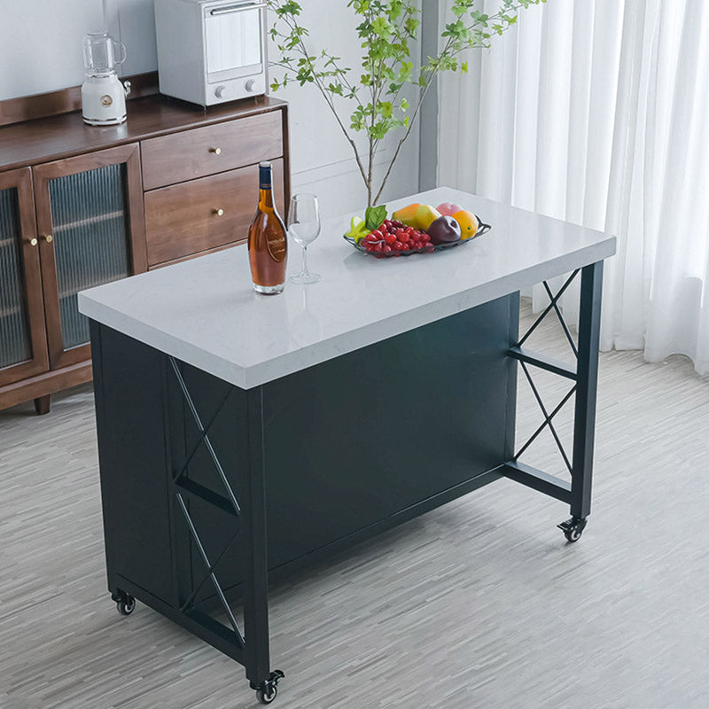 Modern Rectangular Prep Table Rolling Dining Room Kitchen Trolley